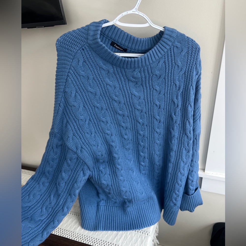 Blue Cable Knit Sweater
